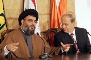 Michel Aoun et Hassan Nasrallah en 2006. Source: L'Orient-Le Jour
